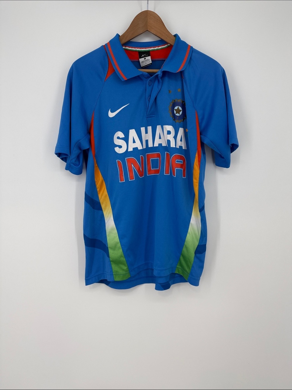 Nike Blue India Cricket Jersey with Tricolor Panels Size Large